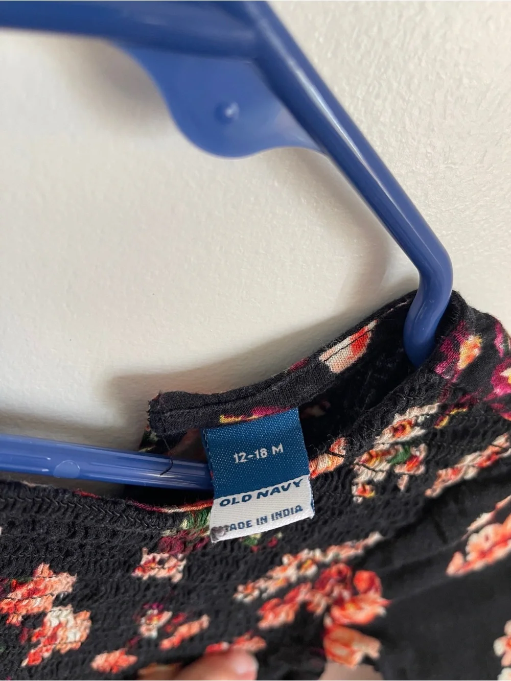 Old Navy Black Floral‎ Smocked Baby Romper 12-18M